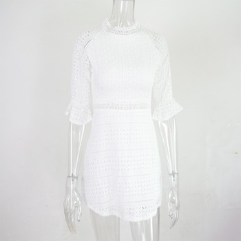 Γυναικείο φόρεμα με 3/4 μανίκια σε λευκό χρώμα