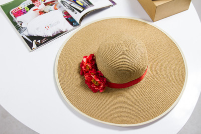 Γυναικείο καπέλο καλοκαιρινό με floral διακόσμηση