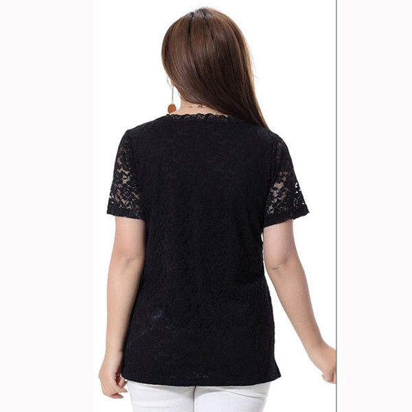 Tricou dama din dantela cu decolteu O in culoare inchisa - Marime maxi