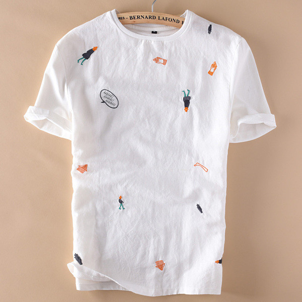 Мъжка тениска с бродерия и къс ръкав в няколко модела