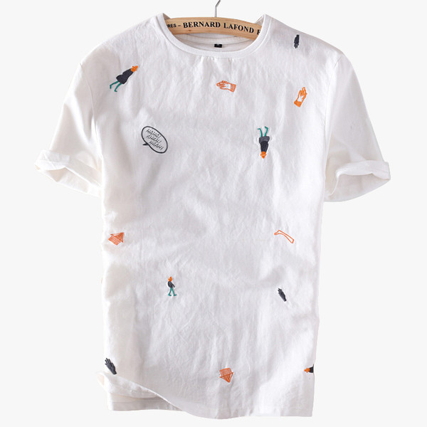 Мъжка тениска с бродерия и къс ръкав в няколко модела