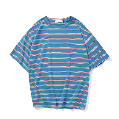 Ευρύ μοτίβο T-shirt με  κοντό μανίκι -  ριγέ