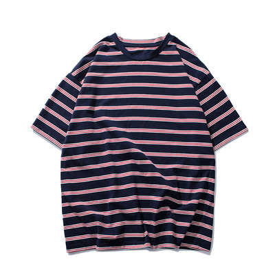 Ευρύ μοτίβο T-shirt με  κοντό μανίκι -  ριγέ
