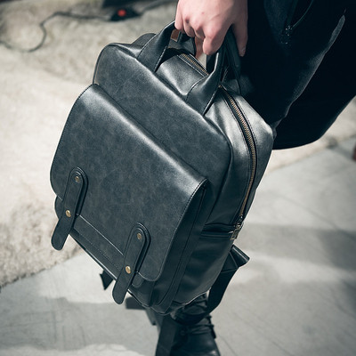 Stylish men`s backpack made of eco leather in two models