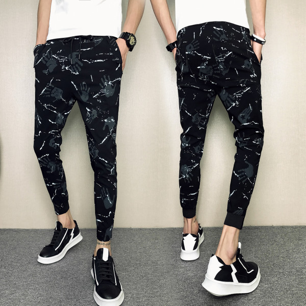 Pantaloni casual barbatesti cu imprimeu