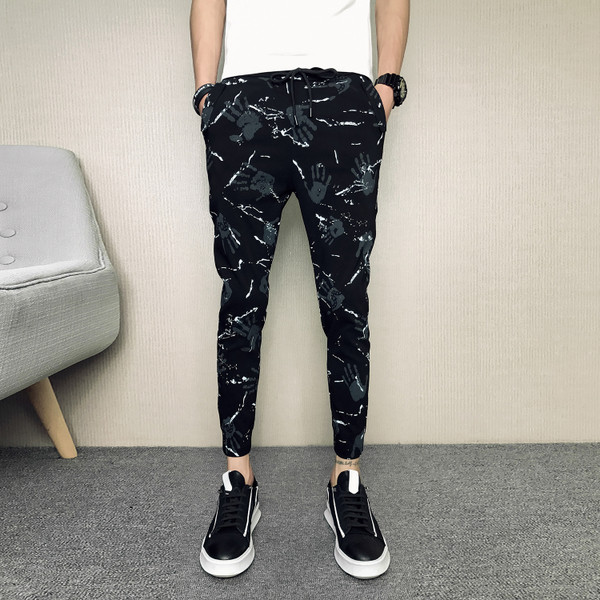 Pantaloni casual barbatesti cu imprimeu