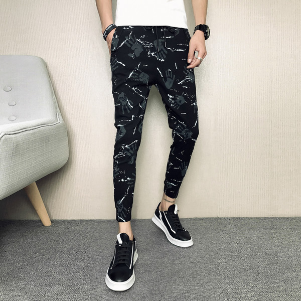 Pantaloni casual barbatesti cu imprimeu