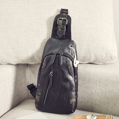 Ανδρική τσάντα σε μαύρο χρώμα με καμουφλάζ διακόσμηση σε δύο μοντέλα