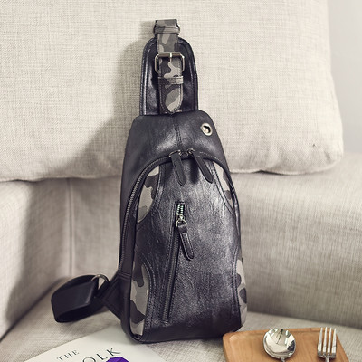 Ανδρική τσάντα σε μαύρο χρώμα με καμουφλάζ διακόσμηση σε δύο μοντέλα