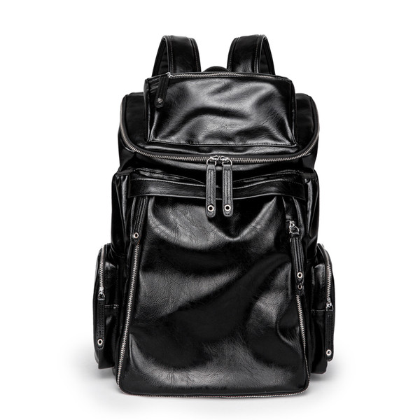 Ανδρικό σακίδιοσε μαύρο χρώμα από οικολογικό δέρμα κατάλληλο για ταξίδια