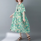 MAXI μεγέθους γυναικείο φόρεμα με floral μοτίβα