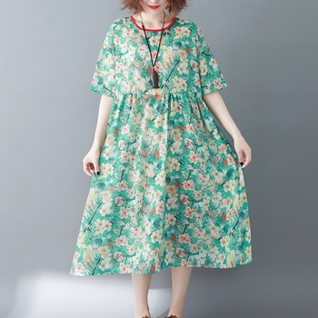 MAXI μεγέθους γυναικείο φόρεμα με floral μοτίβα