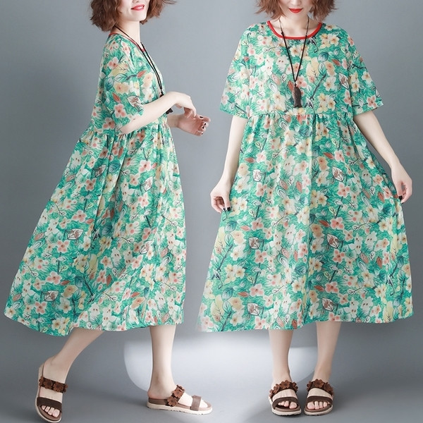 MAXI μεγέθους γυναικείο φόρεμα  με floral μοτίβα