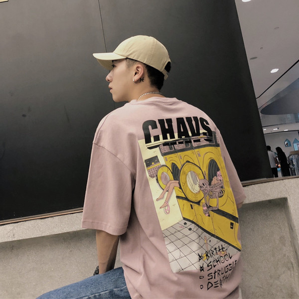 Férfi széles póló színes nyomtatással