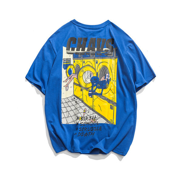 Férfi széles póló színes nyomtatással