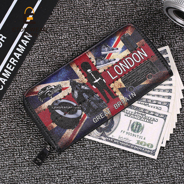 Portofel lung pentru bărbați, colorat, cu aplicații