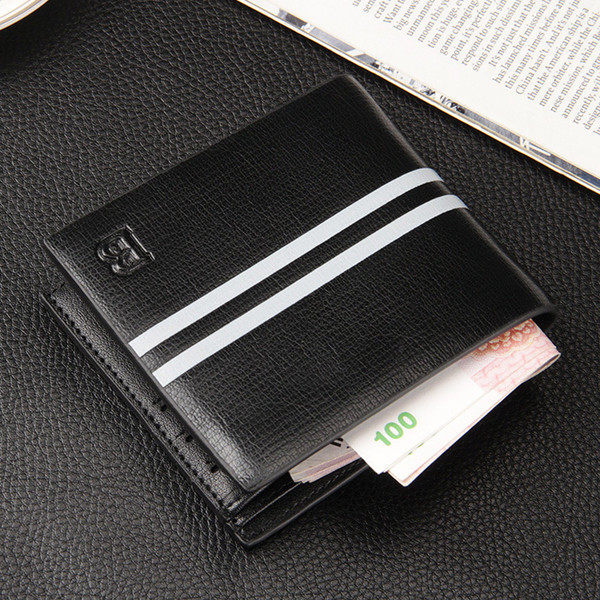 Ανδρικό πορτοφόλι σε μαύρο χρώμα με λευκές λωρίδες