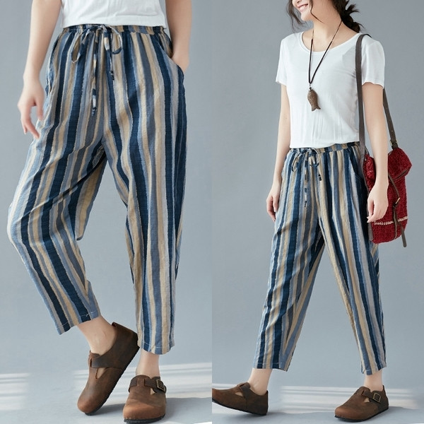 MAXI méretű női csíkos nadrág