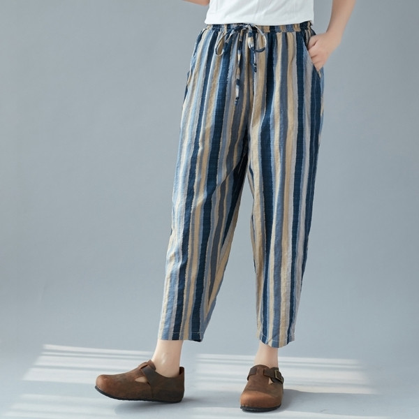 MAXI méretű női csíkos nadrág