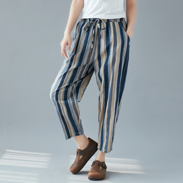 MAXI méretű női csíkos nadrág