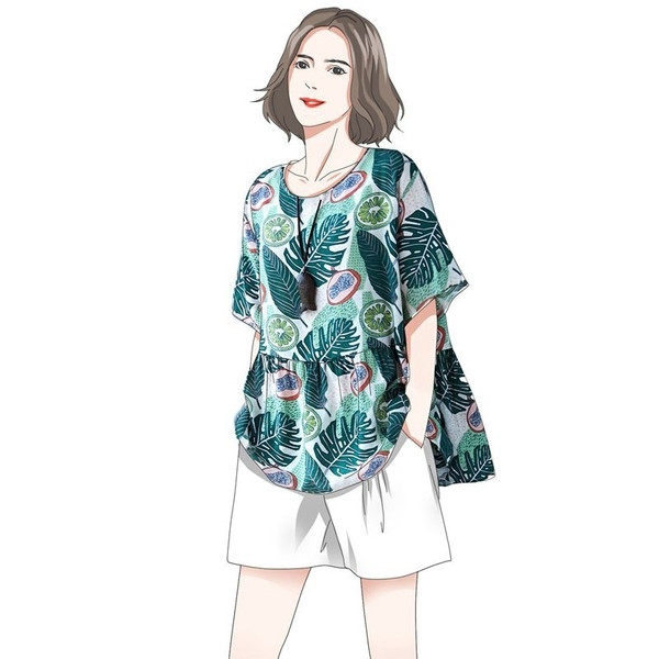 Μικρό μοντέλο μοντέρνο γυναικείο κοντομάνικο μπλουζάκι