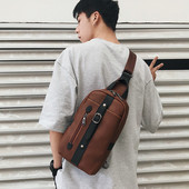 Καφέ δερμάτινη ανδρική τσάντα