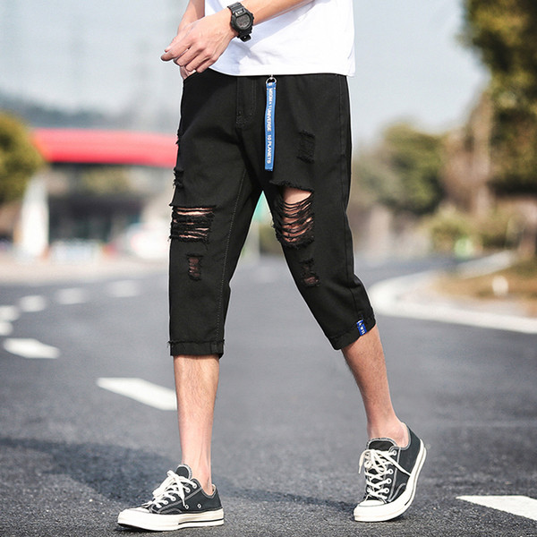 Σύγχρονα ανδρικά σορτς σχισμένο μοτίβο σε δύο χρώματα