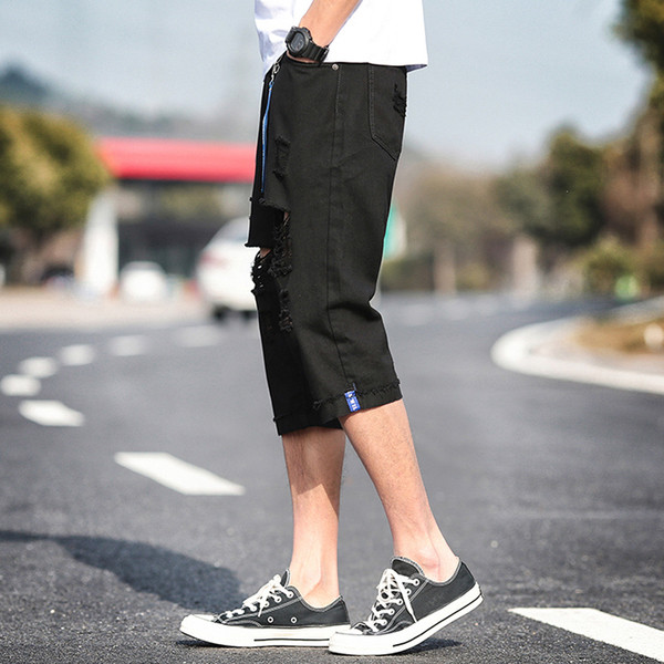 Σύγχρονα ανδρικά σορτς σχισμένο μοτίβο σε δύο χρώματα