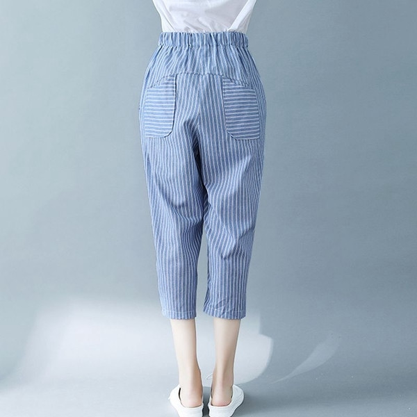 MAXI μεγέθη γυναικεία καθημερινά ριγέ παντελόνια σε δύο χρώματα