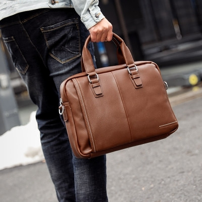 Модерна мъжка чанта от еко кожа с къси и дълги дръжки в 2 цвята