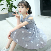 Παιδικό  φόρεμα με αστέρια εφαρμογή σε δύο χρώματα