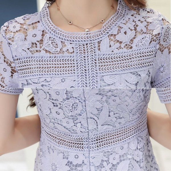 Γυναικείο δαντελένιο  φόρεμα με κοντό μανίκι σε τρία χρώματα