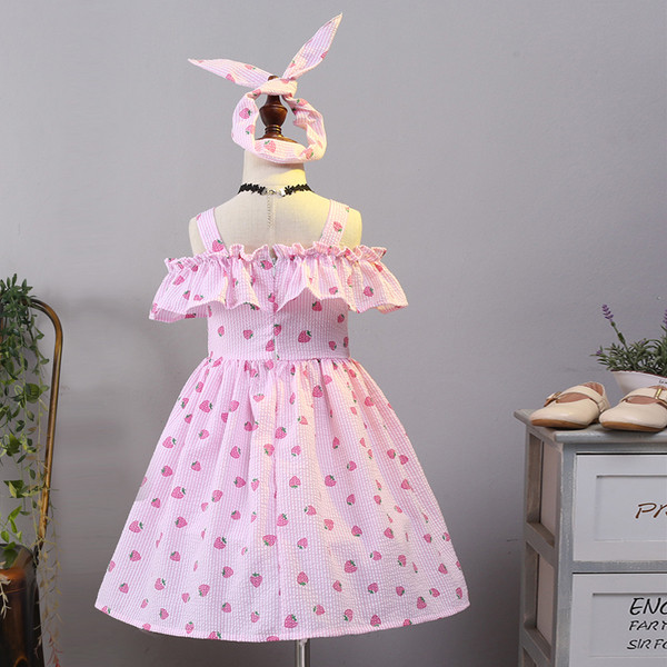 Модерна детска рокля разкроен модел с апликация в два цвята 