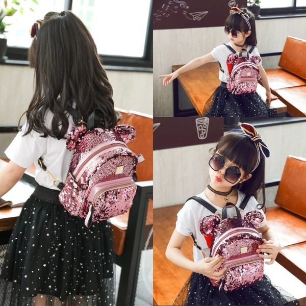 Rucsac modern pentru copii cu paiete potrivit pentru fete in mai multe culori