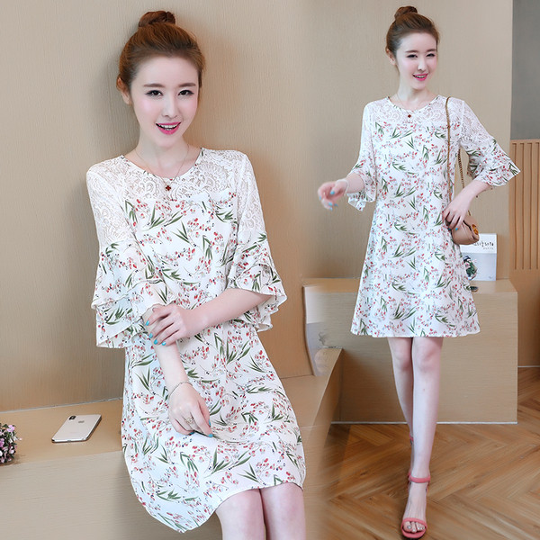 Rochie scurta de dama cu motive florale