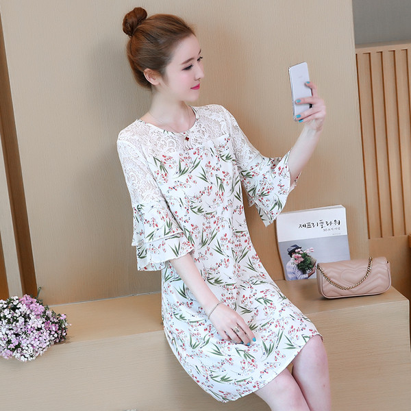 Rochie scurta de dama cu motive florale