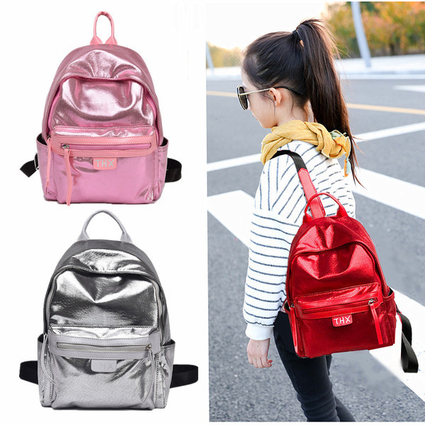 Rucsac modern pentru copii cu efect metalic pentru fete in mai multe culori