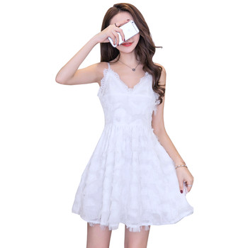 Rochie scurta de dama din dantela in doua culori