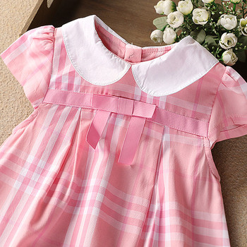 Παιδικό φόρεμα από βαμβάκι με κολάρο σε τρία χρώματα