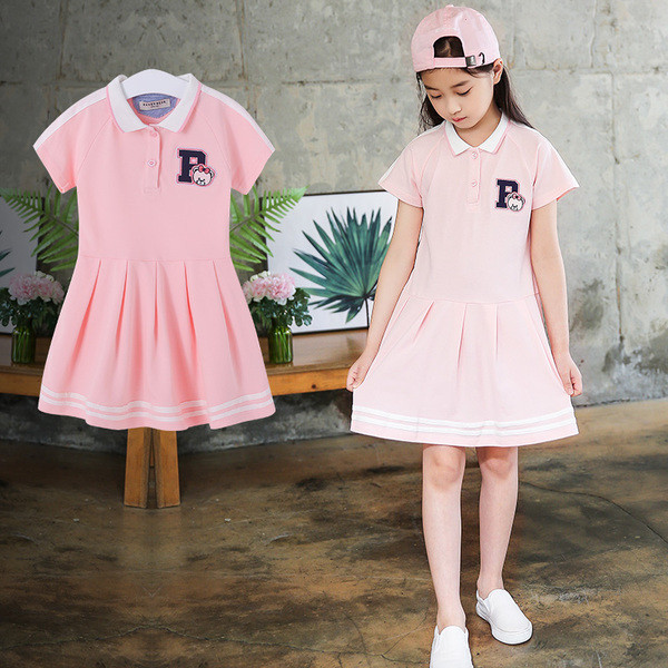 Rochie de primavara-vara pentru copii croiala model cu maneci scurte in doua culori