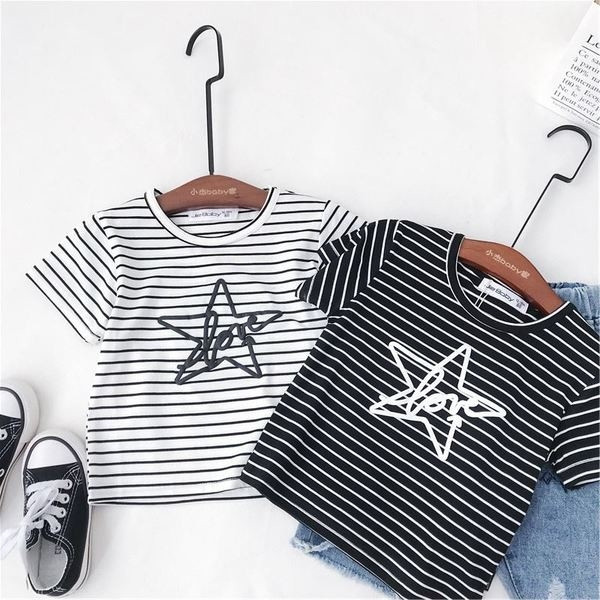 Tricou pentru copii alb-negru cu broderie