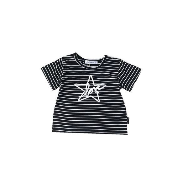 Tricou pentru copii alb-negru cu broderie