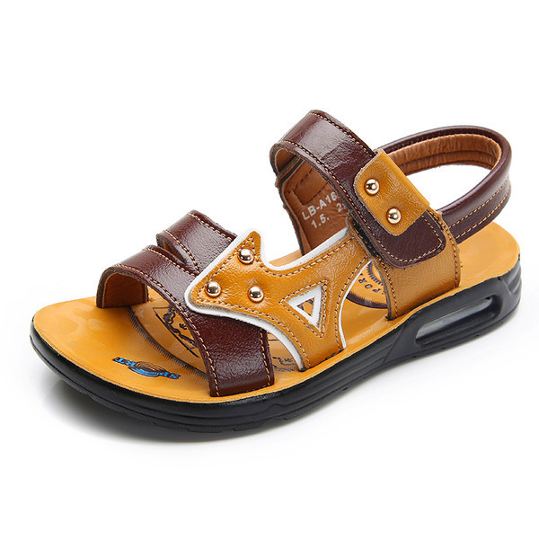 Sandale pentru copii pentru baieti din piele ecologica cu autocolante in doua culori