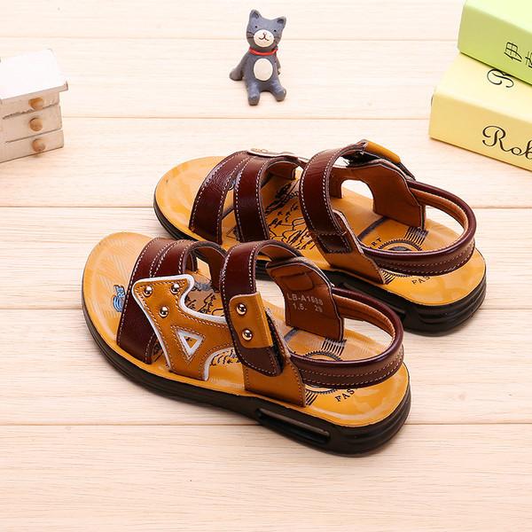 Sandale pentru copii pentru baieti din piele ecologica cu autocolante in doua culori