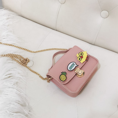 Geanta pentru copii mici cu aplicatii si lant pentru fete