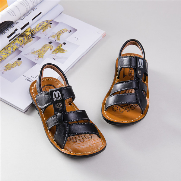 Sandale confortabile pentru copii din piele ecologica de culoare neagra