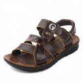 Παιδικά σανδάλια για αγόρια οικολογικού δέρματος σε καφέ χρώμα