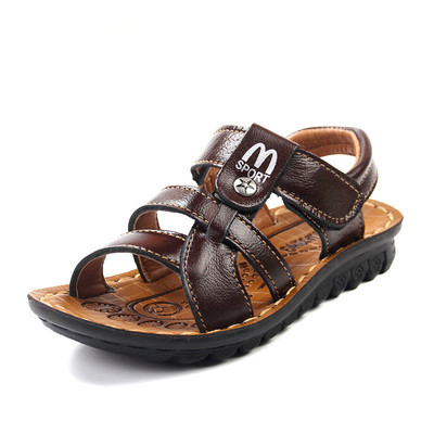 Παιδικά σανδάλια για αγόρια οικολογικού δέρματος σε καφέ χρώμα