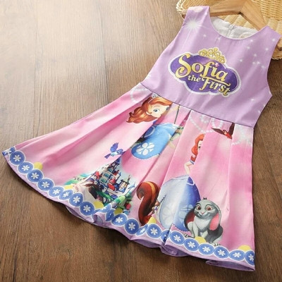 Πολύχρωμο παιδικό φόρεμα  με πολύχρωμο κινούμενο σχέδιο σε διάφορα χρώματα