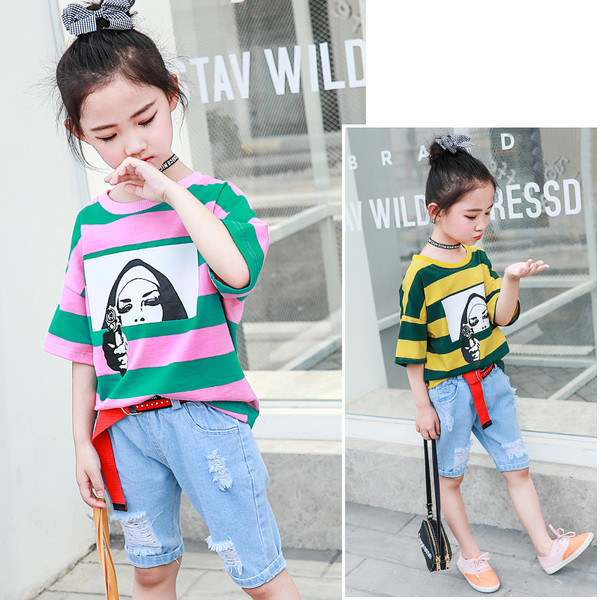 Παιδικό μπλουζάκι  ριγωτό  σε δύο χρώματα